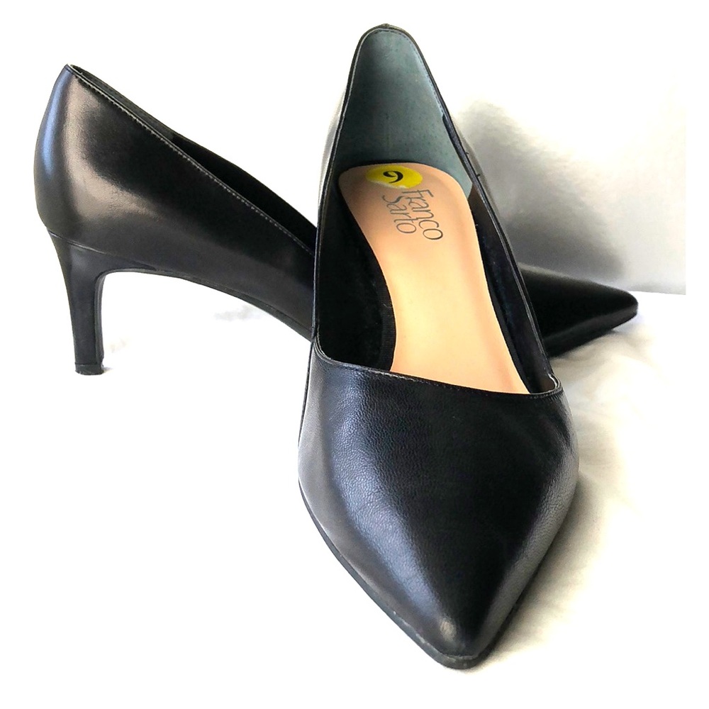 Franco Sarto black leather heels